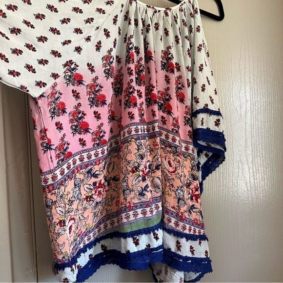 Raga tunic bohemian- hippy, India, butterfly sleeve cold shoulder sz L - Picture 5 of 16